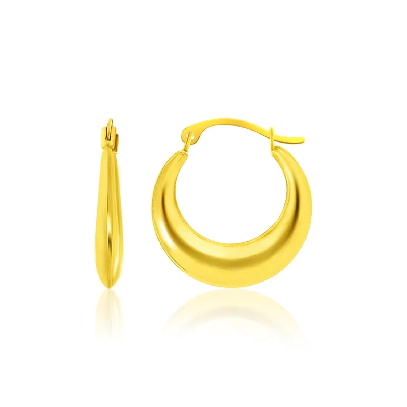 Women's chandelier earrings-14k Yellow Gold Graduated Round Shape Hoop Earrings