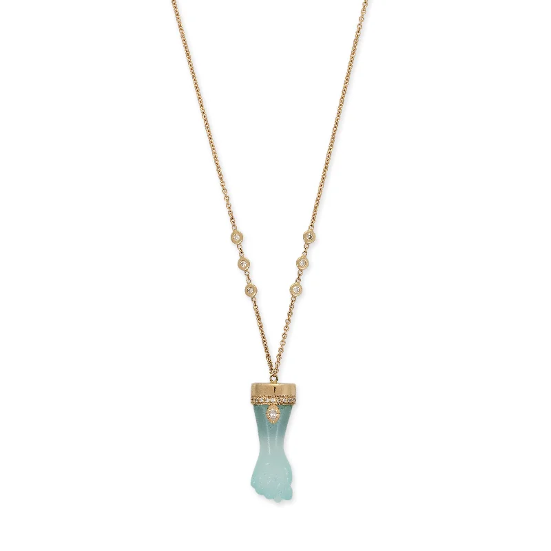 Luxury women's necklaces-PAVE SOPHIA DIAMOND CHALCEDONY FIGA NECKLACE