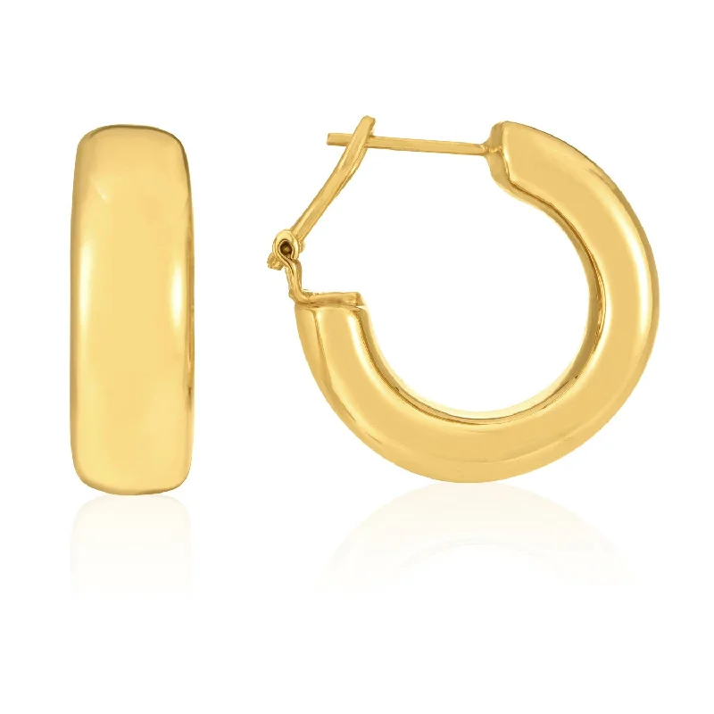 Women's handmade artisan earrings-14k Yellow Gold Large Omega C Hoops