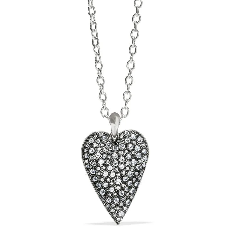 Women's formal necklaces-Glisten Heart Convertible Necklace- Silver