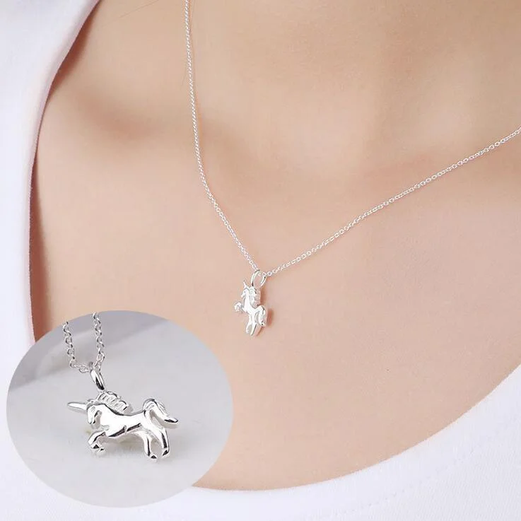 Women's exclusive necklaces-925 Sterling Silver Unicorn Necklace