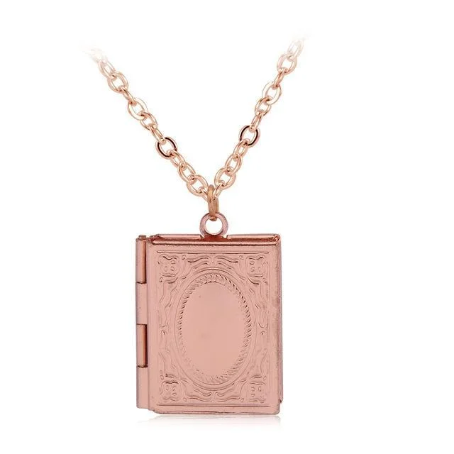 Women's seasonal necklaces-Beautiful Engraved Story Book Locket