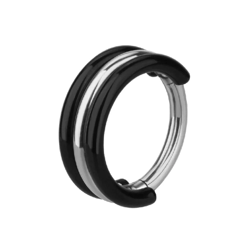 Affordable women's rings-Titanium High Polish Hinged Ring - TI-130