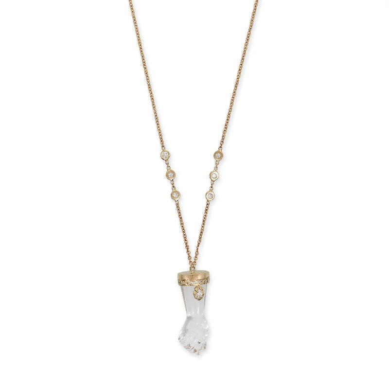 Women's statement necklaces-PAVE SOPHIA DIAMOND CLEAR QUARTZ FIGA NECKLACE