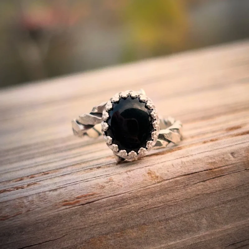 Women's jade rings-Black Onyx Ring // Size 9.5 // Ready to Ship