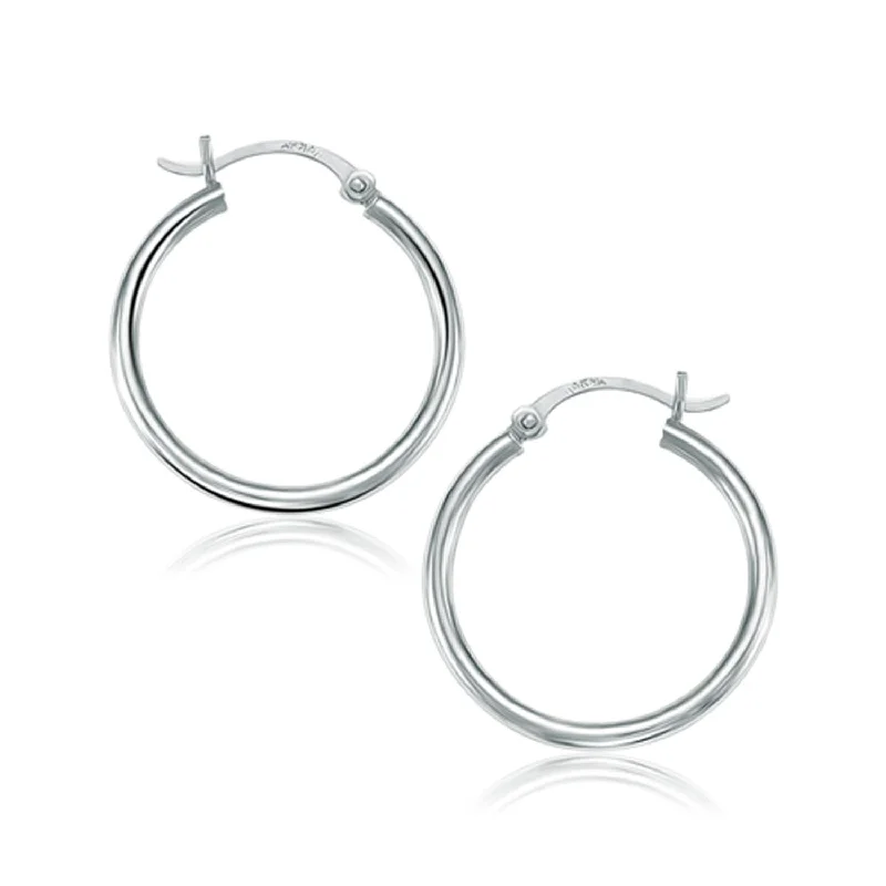 Women's chandelier earrings-14k White Gold Polished Hoop Earrings (2x25mm)