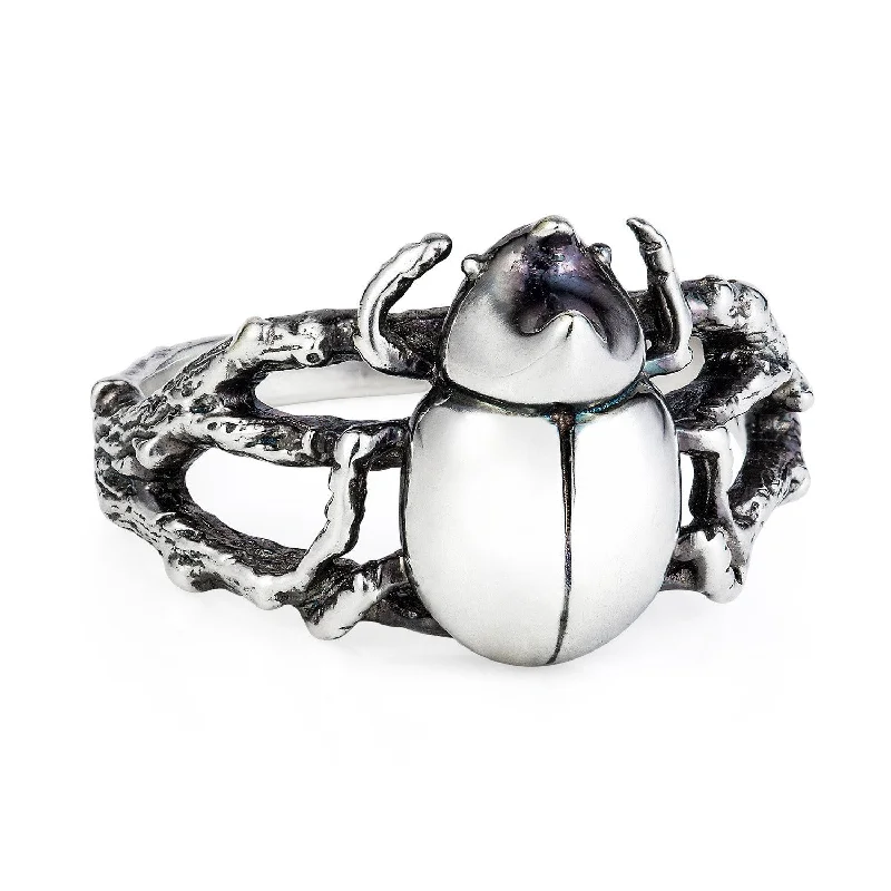 Women's art deco rings-Little Rhino Beetle Ring by Yasmin Everley