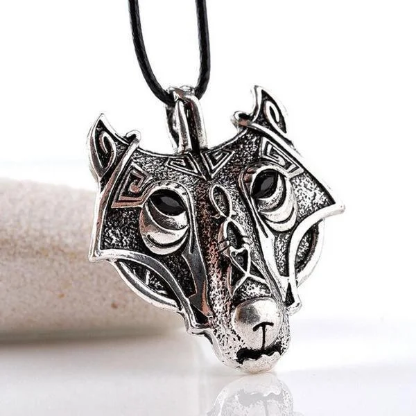 Women's custom engraving necklaces-Norse Viking Wolf Pendant Necklace