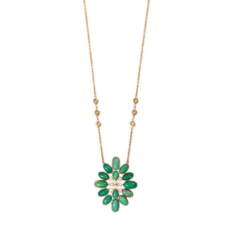 Women's ethical necklaces-DIAMOND + CHRYSOPRASE BLOSSOM NECKLACE