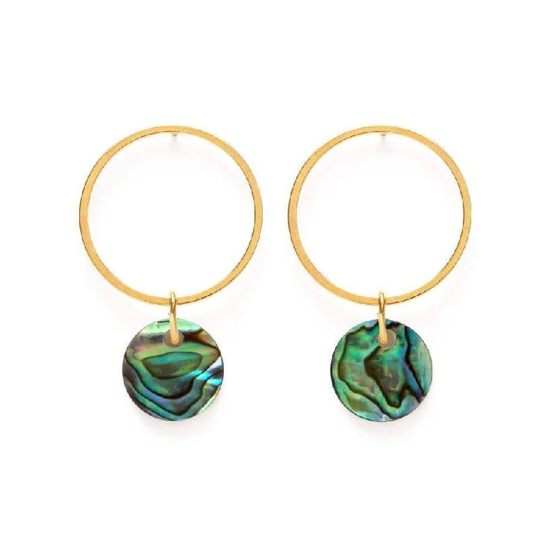 Women's gold earrings-Abalone Playa Studs Earrings