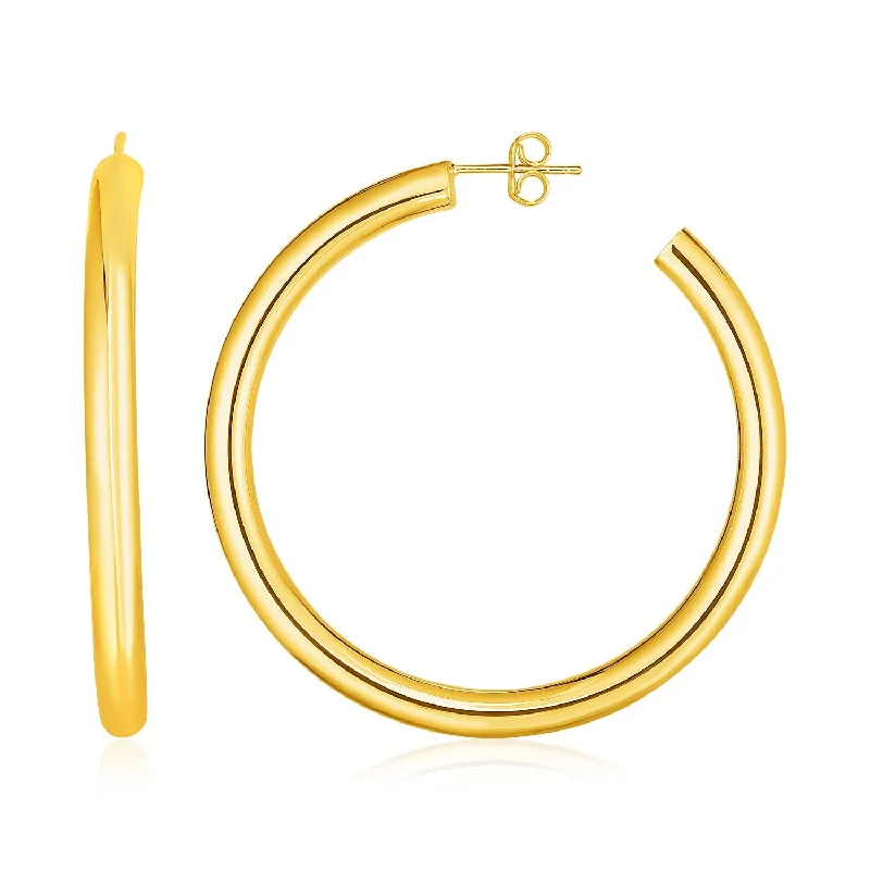 Women's drop earrings-14k Yellow Gold Polished Hoop Earrings(4x40mm)