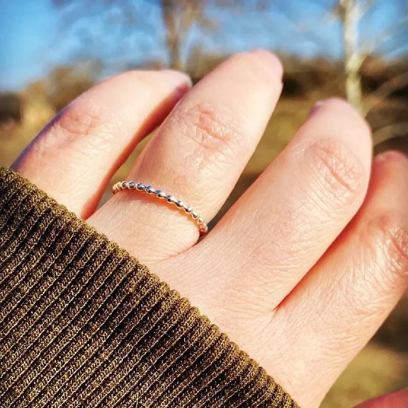 Women's gold rings-Beaded Stacking Ring // Made to Order