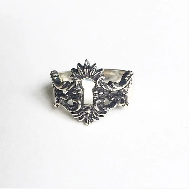 Women's bridal rings-Victorian Keyhole Ring