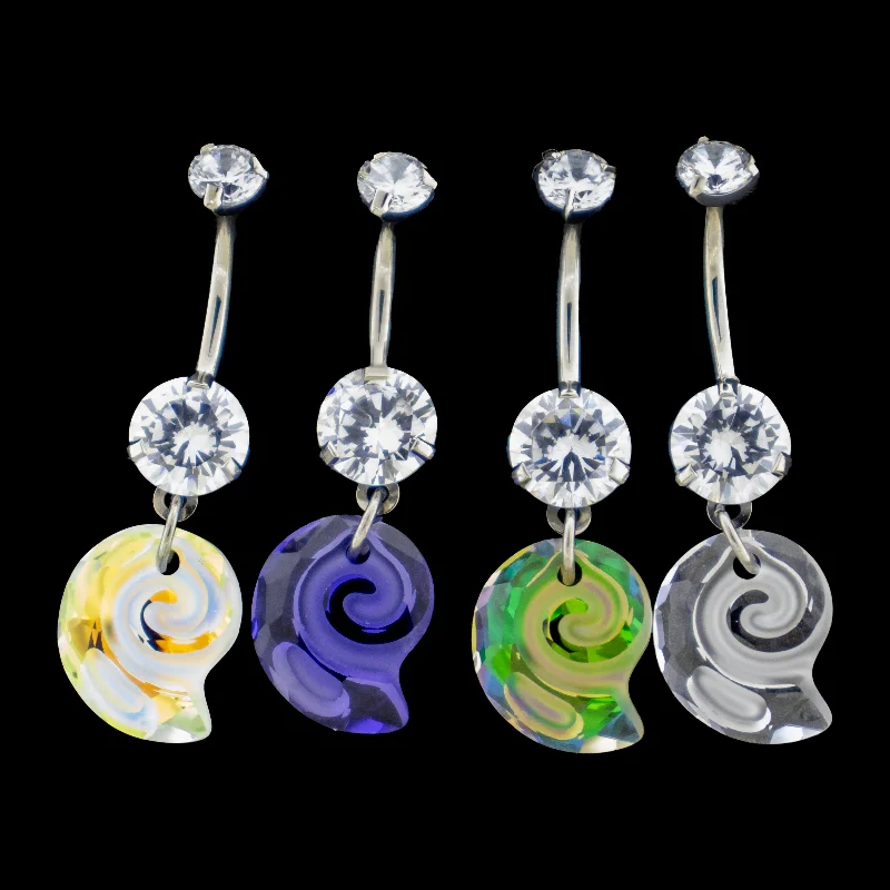 Women's Christmas rings-Calypso - Premium Zirconia Sea Snail Navel Ring