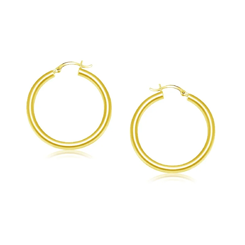 Women's emerald earrings-14k Yellow Gold Polished Hoop Earrings (4x25mm)