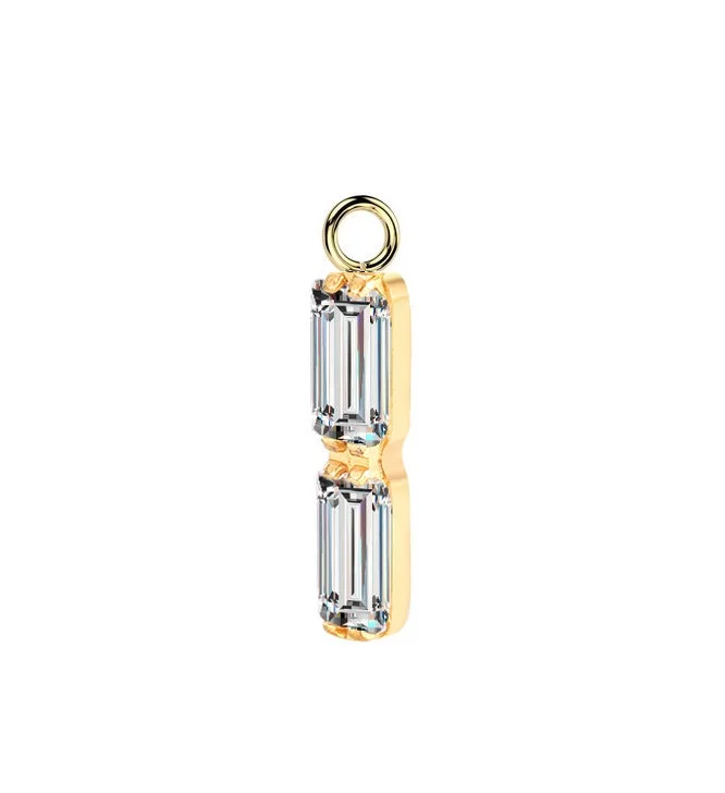 Women's casual rings-Titanium Gold Jewelled Dangle Charm for Hinged Ring - CHARM41A