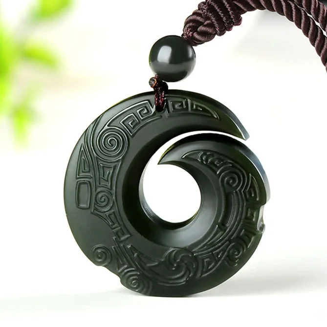 Trendy women's necklaces-Natural Hetian Jade Pendant Necklace