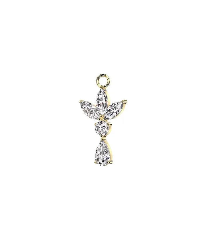 Women's luxury gift rings-Gold Jewelled Dangle Charm for Hinged Ring - CHARM30A