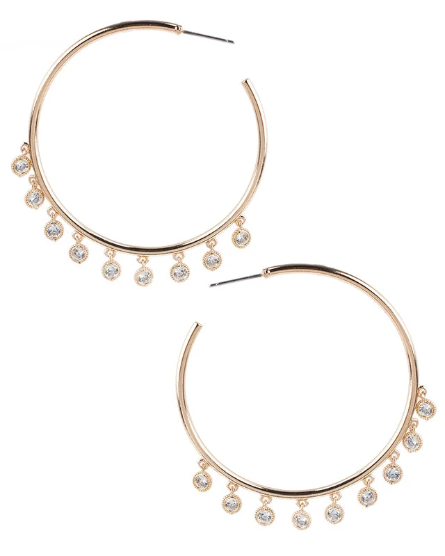 Women's ethical rings-Hoop Earring with Dangling CZ