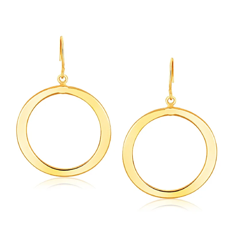 Women's stud earrings-14k Yellow Gold Flat Open Tube Round Earrings