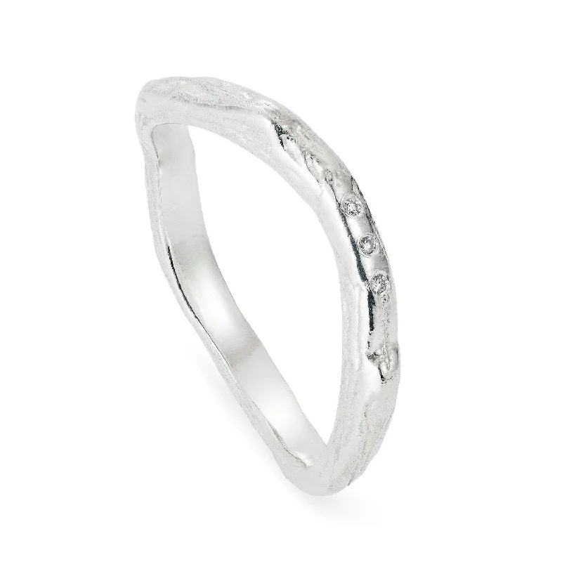 Women's charm rings-Solid White Gold and Diamond Custom Twig Ring by Yasmin Everley