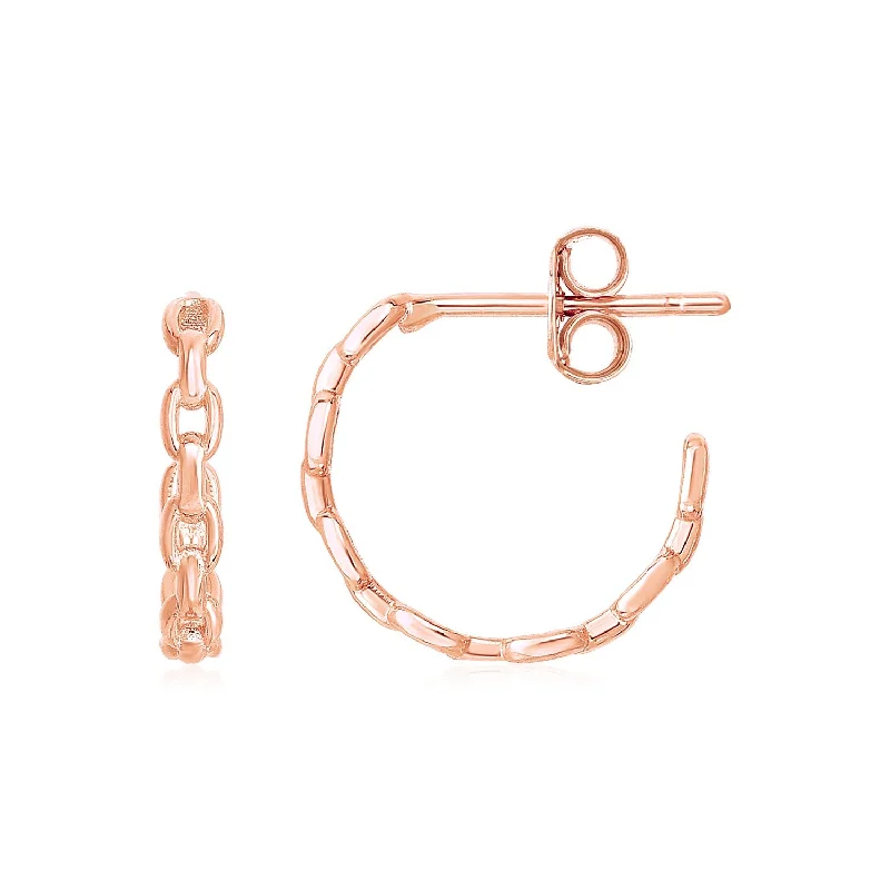 Women's diamond earrings-14k Rose Gold Delicate Chain Hoop Earrings