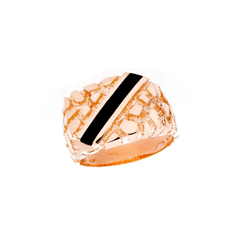 Trendy women's rings-Mens Nugget Ring with Onyx