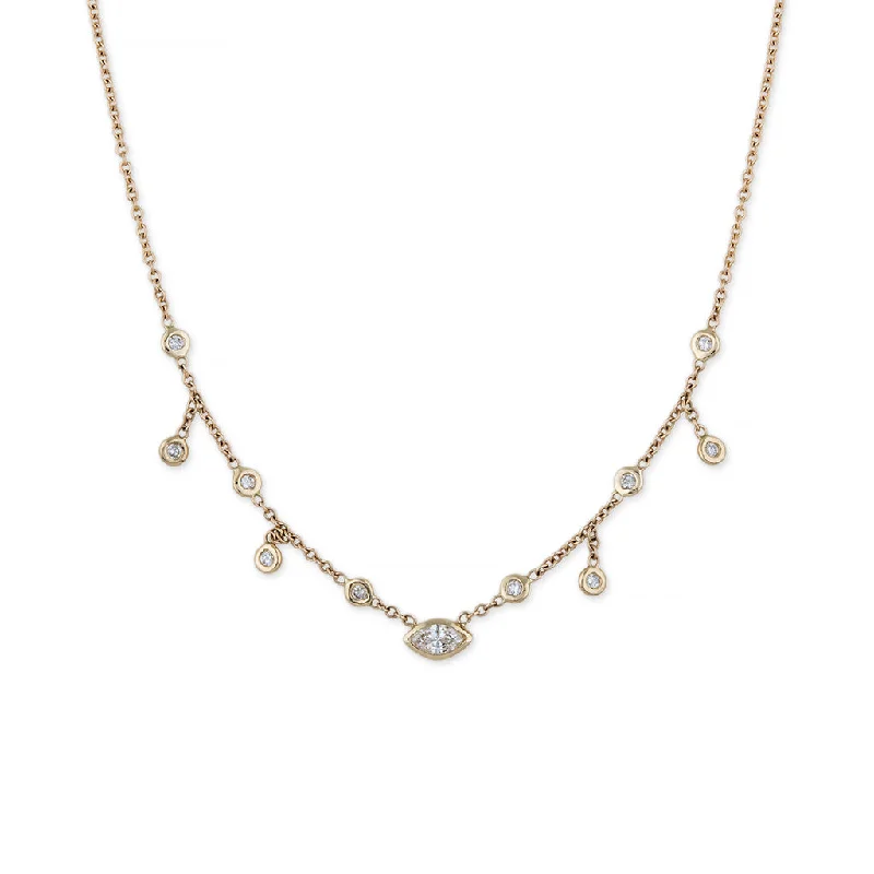 Women's silver-plated necklaces-MARQUISE CENTER HALF SHAKER NECKLACE