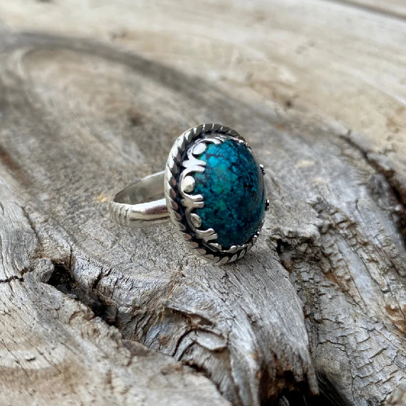 Women's healing crystal rings-Hubei Turquoise Ring // Size 10