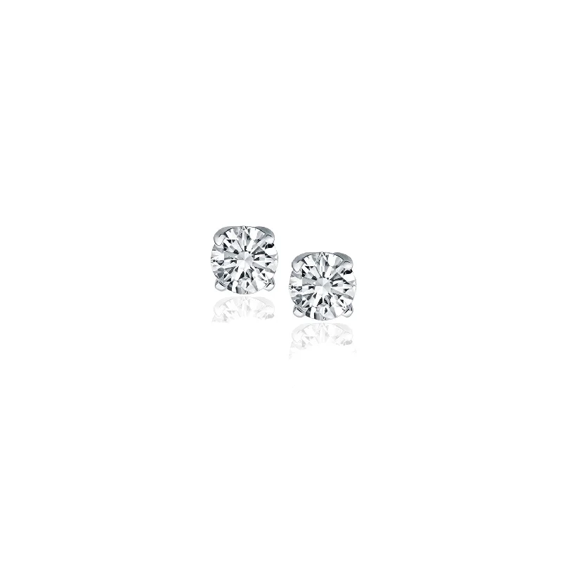 Women's clip-on earrings-14k White Gold Diamond Four Prong Stud Earrings (1/4 cttw)