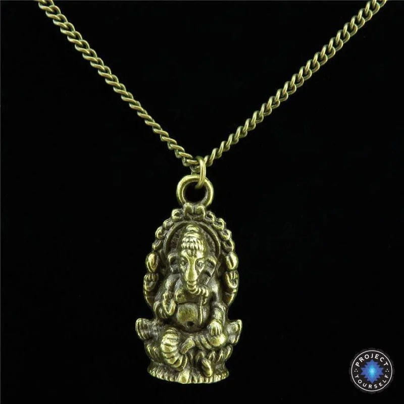 Women's crystal necklaces-Bronze Ganesh Pendant and Necklace