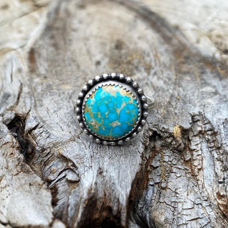 Women's leather rings-Sierra Bella Turquoise Ring // Size 10