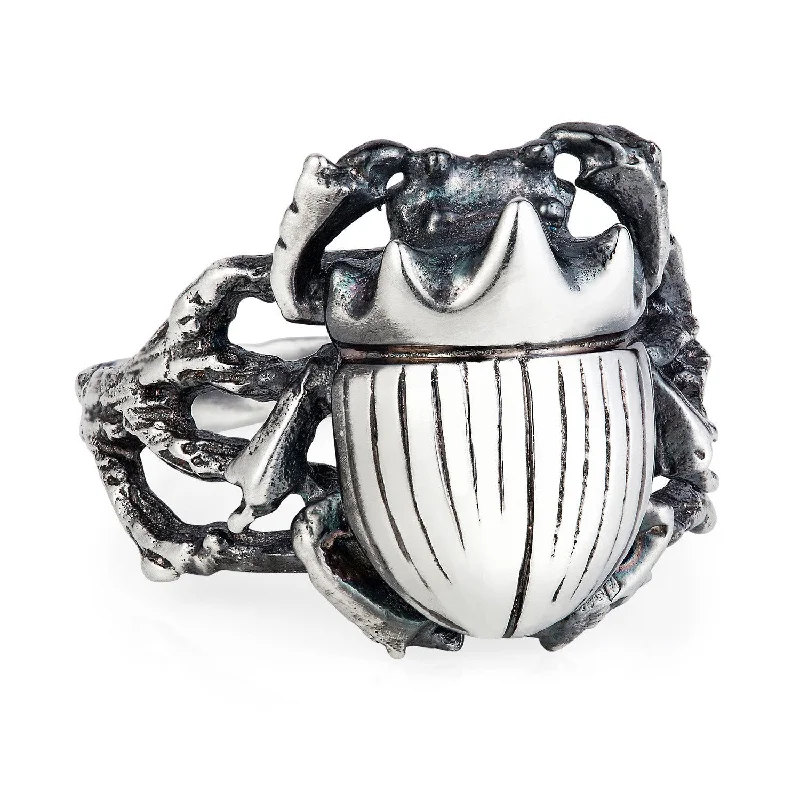 Women's leather rings-Little Scarab Beetle Ring by Yasmin Everley