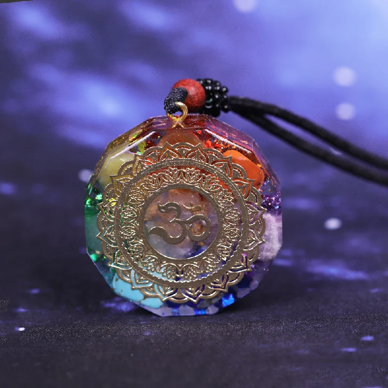 Women's moon phase necklaces-Energizing Om Orgonite Necklace