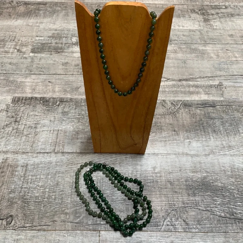 Women's graduation necklaces-Jade beaded necklace, 6mm beads