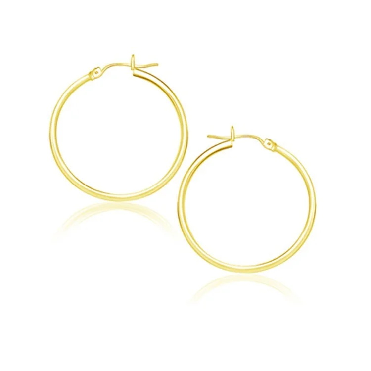 Women's clip-on earrings-10k Yellow Gold Polished Hoop Earrings (2x25mm)