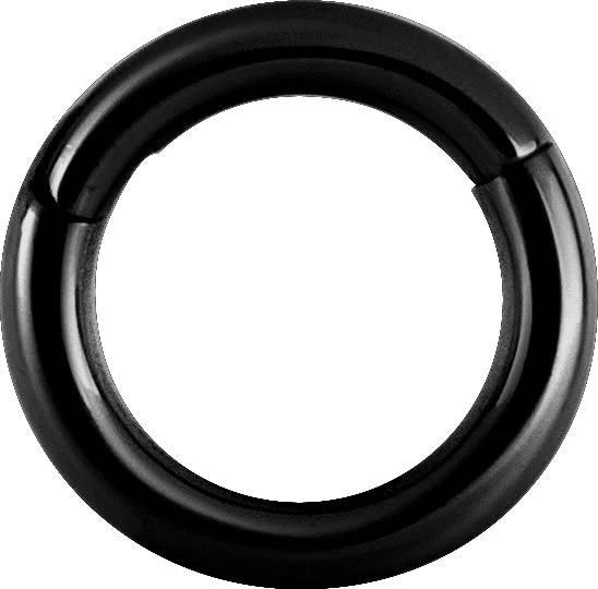 Women's sizeable rings-Black Hinged Conch Segment Ring (14mm Diameter) - BK-BHCR