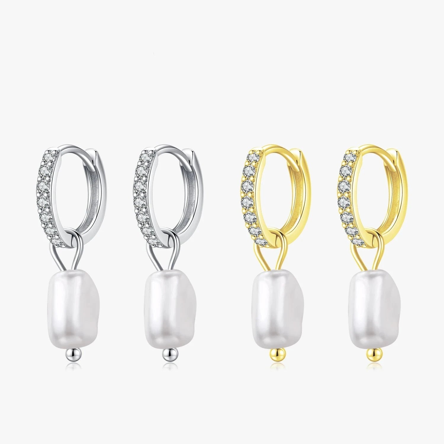 Women's modern design earrings-Elegant Baroque Pearl Hoop Earrings