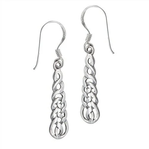 Women's graduation earrings-Sterling Silver Celtic Endless Weave Earring