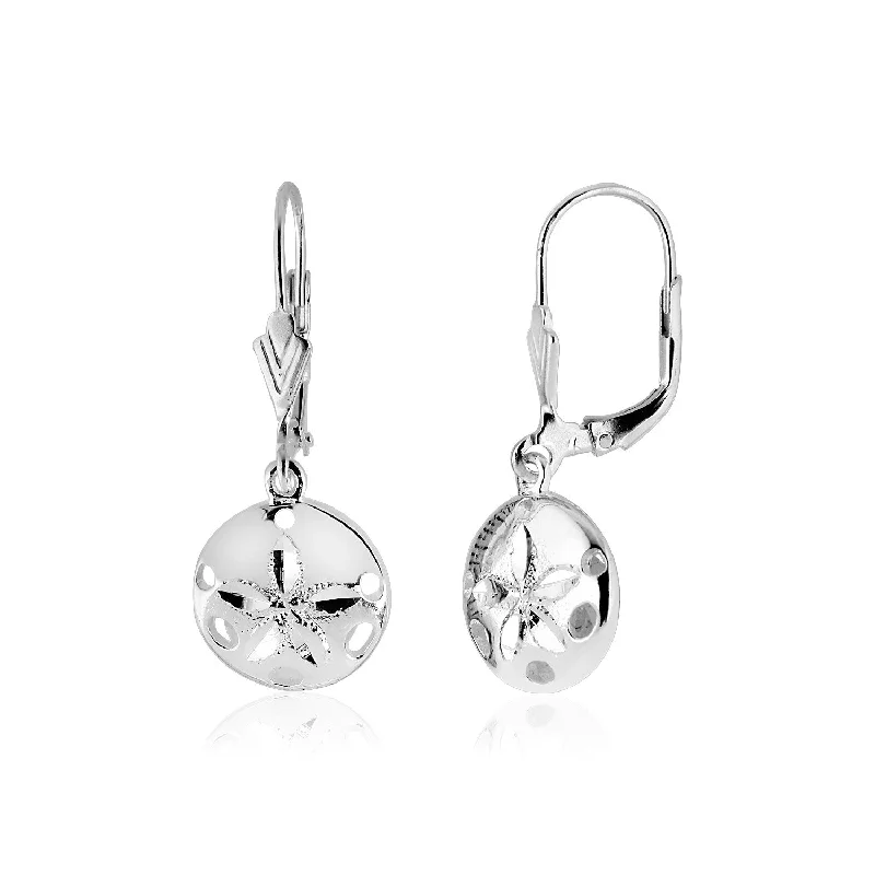 Women's moon phase earrings-Sterling Silver Polished Sand Dollar Dangle Earrings