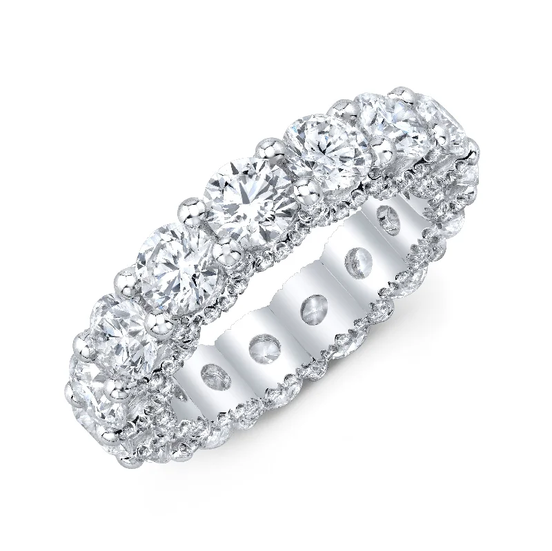 Women's silver-plated rings-5.5 Carats Eternity Ring U-Setting with Pave Profile