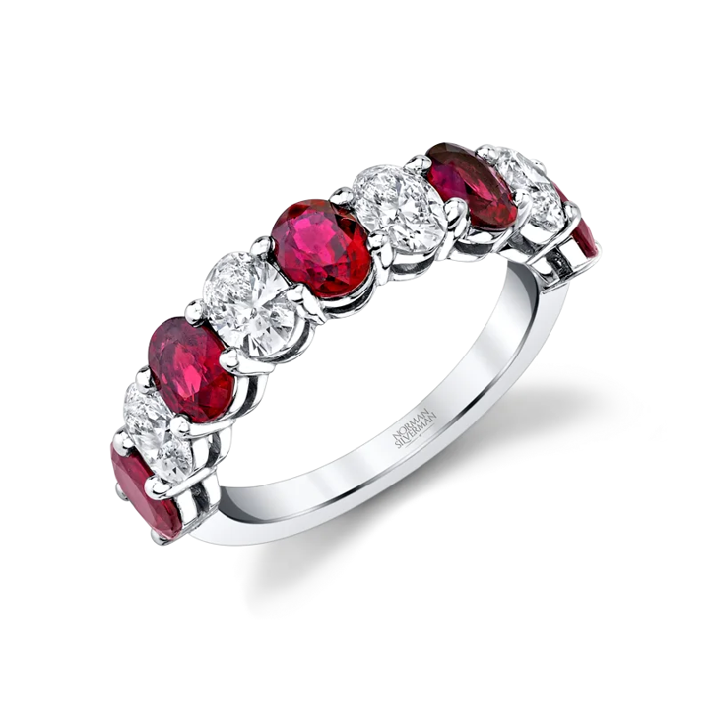 Women's luxury gift rings-3.18 Carat White Gold Ruby and Oval Ring