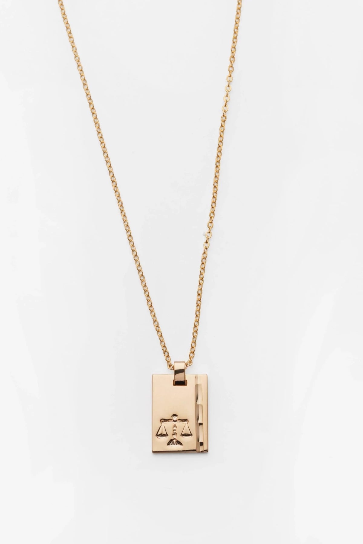 Women's art deco necklaces-Gold Star Sign Necklace Libra