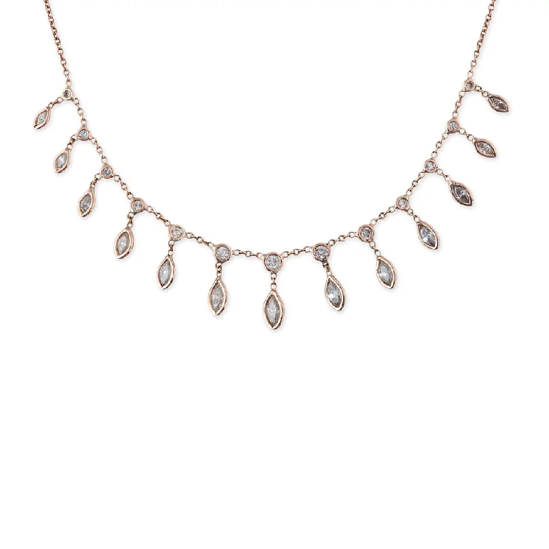 Women's chain necklaces-DIAMOND MARQUISE SHAKER NECKLACE