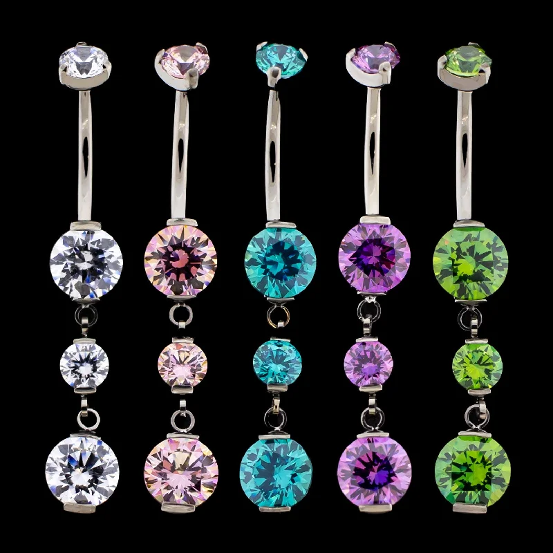 Women's everyday rings-Premium Zirconia Dangling Navel Ring