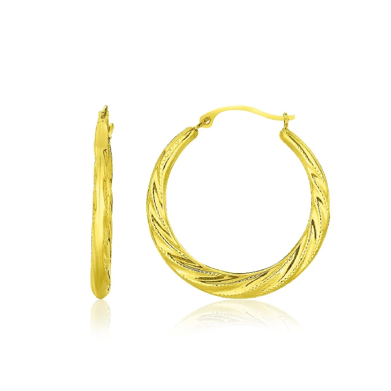 Women's friendship earrings-10k Yellow Gold Graduated Twisted Hoop Earrings