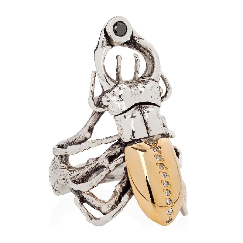 Women's modern design rings-Gilded Stag Beetle Ring by Yasmin Everley