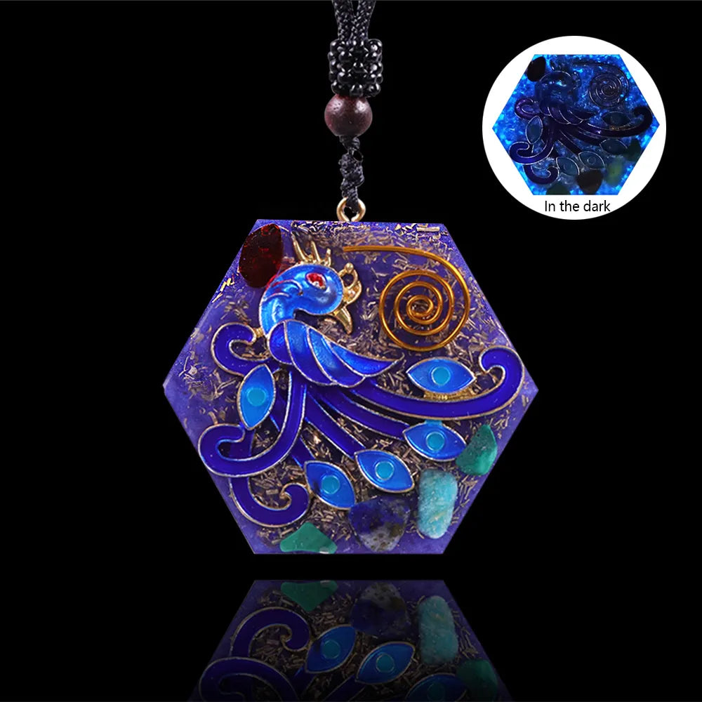 Women's photo necklaces-Glow In The Dark Phoenix Orgonite Necklace