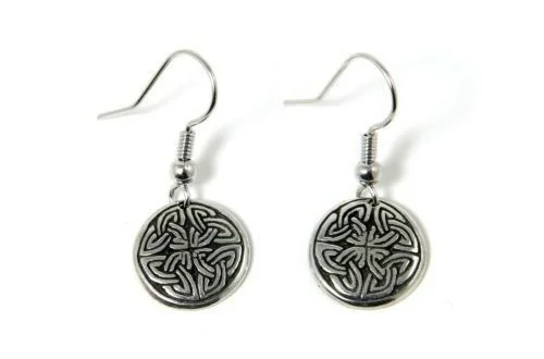 Women's mother-daughter earrings-Irish Pewter Cross of Life Earrings