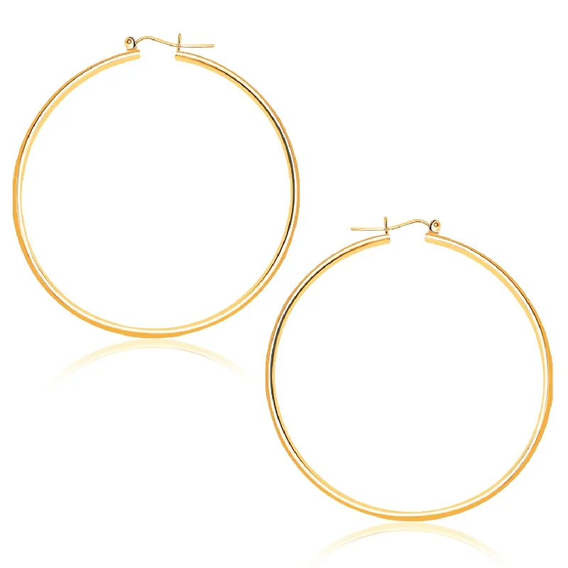 Women's eco-friendly earrings-14k Yellow Gold Polished Hoop Earrings (1.5x45mm)